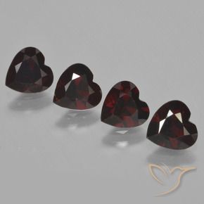 Gemas de Granate piropo Rojo negruzco natural de 3.24 ct, Corazón, VS
