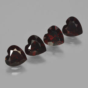 Gemas de granate piropo rojo natural de 3,52 ct, forma de corazón, VVS-VS