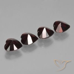 Gemas de Granate piropo Rojo oscuro natural de 3.17 ct, Corazón, VVS-VS