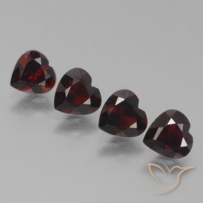 Gemas de Granate piropo Rojo oscuro natural de 3.32 ct, Corazón, VVS-VS