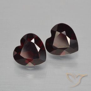 Gemas de Granate piropo Rojo oscuro natural de 1.76 ct, Corazón, VVS-VS