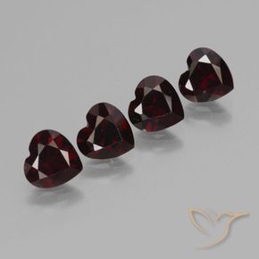 Gemas de Granate piropo Rojo oscuro natural de 3.52 ct, Corazón, VVS-VS