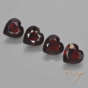 Gemas de Granate piropo Rojo oscuro natural de 3.17 ct, Corazón, VVS-VS
