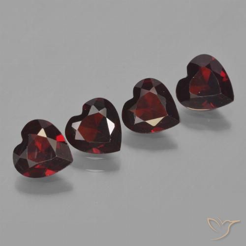 Gemas de granate piropo rojo natural de 2,95 ct, forma de corazón, VVS-VS