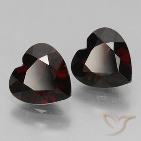 Gemas de Granate piropo Rojo oscuro natural de 1.73 ct, Corazón, VVS-VS