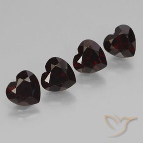 Gemas de Granate piropo Rojo oscuro natural de 3.81 ct, Corazón, VVS-VS