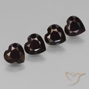 Gemas de Granate piropo Rojo negruzco natural de 3.25 ct, Corazón, VVS-VS