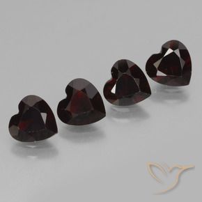 Gemas de Granate piropo Rojo negruzco natural de 3.23 ct, Corazón, VVS-VS