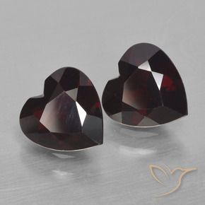 Gemas de Granate piropo Rojo negruzco natural de 1.63 ct, Corazón, VVS-VS