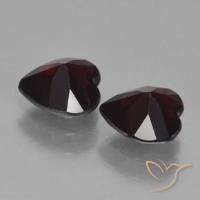 Gemas de Granate piropo Rojo oscuro natural de 1.59 ct, Corazón, VVS-VS