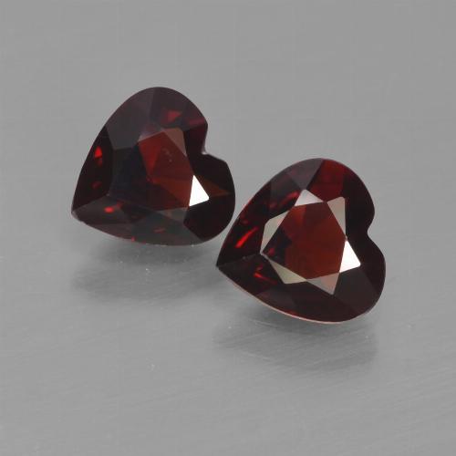Gemas de granate piropo rojo natural de 1,48 ct, forma de corazón, VVS-VS