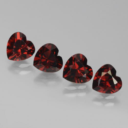 Gemas de granate piropo rojo natural de 3,79 ct, forma de corazón, VVS-VS