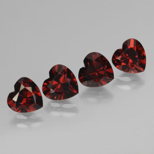 Gemas de granate piropo rojo natural de 3,79 ct, forma de corazón, VVS-VS