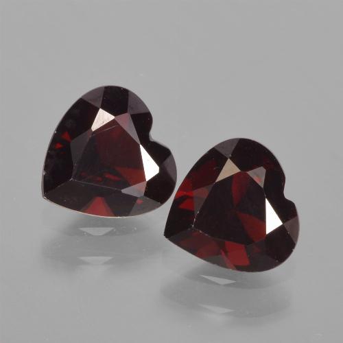 Gemas de granate piropo rojo natural de 1,65 ct, forma de corazón, VVS-VS