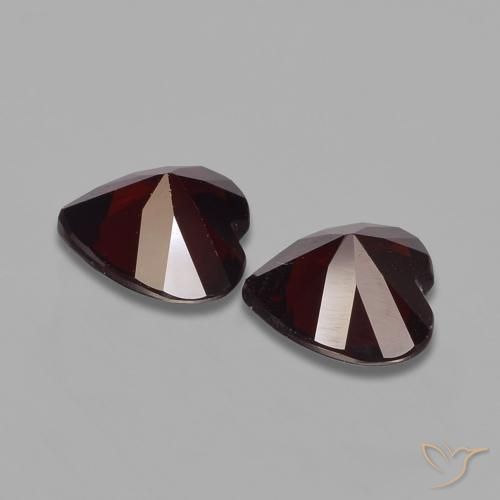 Gemas de Granate piropo Rojo oscuro natural de 1.68 ct, Corazón, VVS-VS
