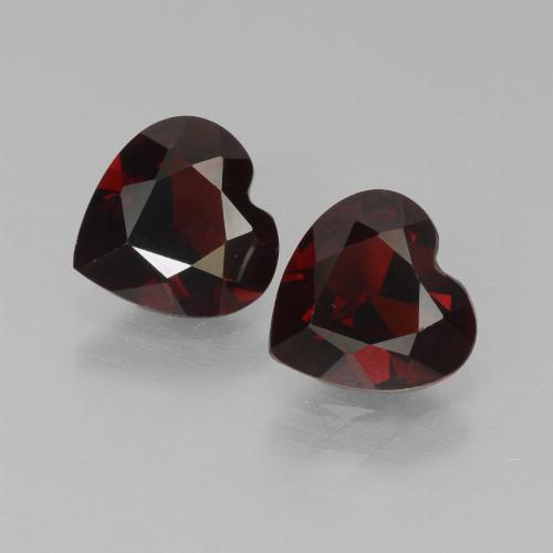 Gemas de Granate Piropo Rojo oscuro natural de 1.54 ct, Forma de corazón, VVS-VS
