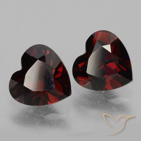 Gemas de Granate piropo Rojo oscuro natural de 1.80 ct, Corazón, VVS-VS