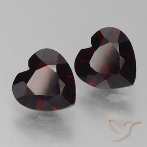 Gemas de Granate piropo Rojo oscuro natural de 1.64 ct, Corazón, VVS-VS