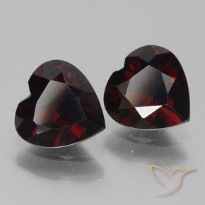 Gemas de Granate piropo Rojo oscuro natural de 1.65 ct, Corazón, VVS-VS