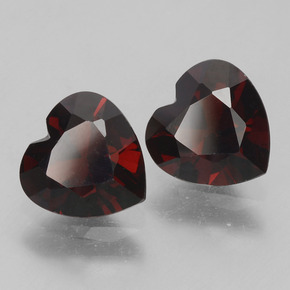 Gemas de granate piropo rojo natural de 1,74 ct, forma de corazón, VVS-VS