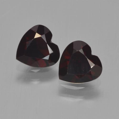 Gemas de granate piropo rojo natural de 1,64 ct, forma de corazón, VVS-VS