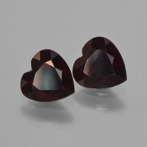 Gemas de granate piropo rojo natural de 1,64 ct, forma de corazón, VVS-VS