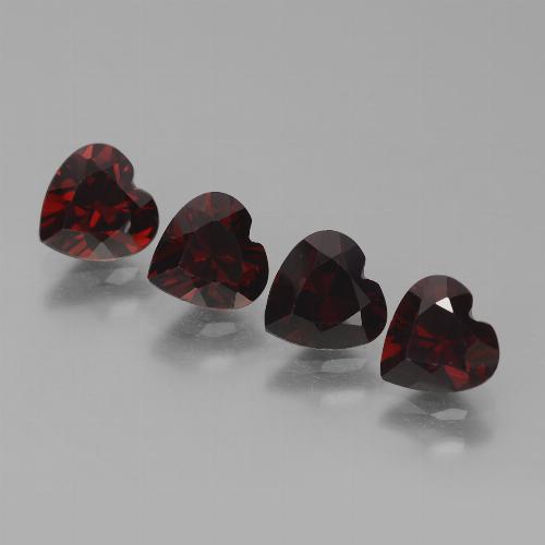 Gemas de granate piropo rojo natural de 3,86 ct, forma de corazón, VVS-VS