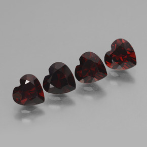 Gemas de granate piropo rojo natural de 3,86 ct, forma de corazón, VVS-VS