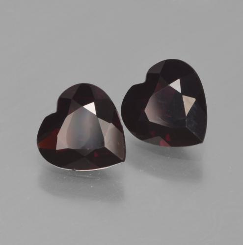 Gemas de Granate Piropo Rojo oscuro natural de 1.65 ct, Forma de corazón, VVS-VS