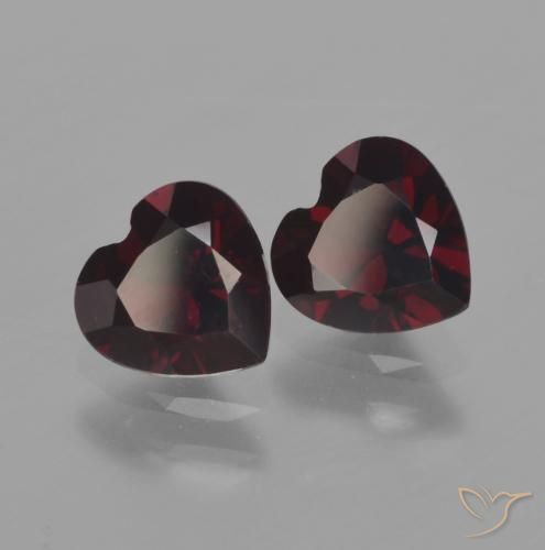 Gemas de Granate piropo Rojo negruzco natural de 1.88 ct, Corazón, VVS-VS