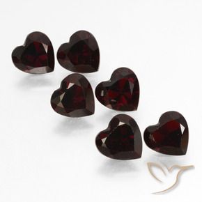 Gemas de Granate piropo Rojo negruzco natural de 5.18 ct, Corazón, VVS-VS