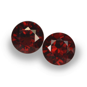 Gemas de granate piropo rojo natural de  ct, corte redondo, VVS-VS