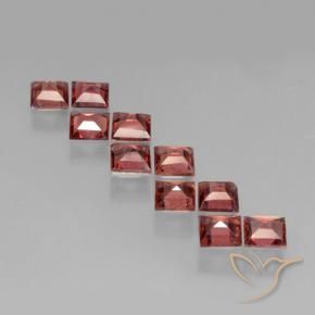 Gemas de Granate piropo Rojo claro natural de 3.65 ct, Cuadrado, VS