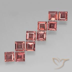 Gemas de Granate piropo Rojo escarlata claro natural de 4.23 ct, Cuadrado, VS