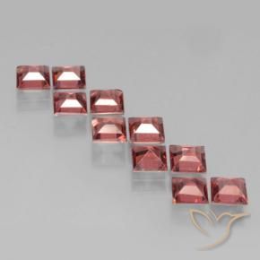 Gemas de Granate piropo Rojo escarlata claro natural de 4.23 ct, Cuadrado, VS
