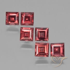 Gemas de Granate piropo Rojo medio natural de 2.74 ct, Cuadrado, VS
