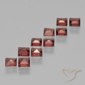 Gemas de Granate piropo Rojo oscuro medio natural de 5.01 ct, Cuadrado, VS