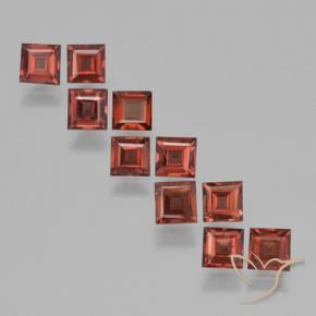 Gemas de Granate piropo Rojo medio natural de 4.37 ct, Cuadrado, VS