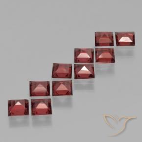 Gemas de Granate piropo Rojo oscuro natural de 3.48 ct, Cuadrado, VS