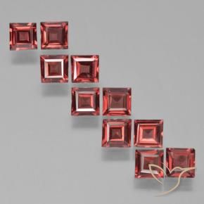 Gemas de Granate piropo Rojo medio natural de 3.94 ct, Cuadrado, VS