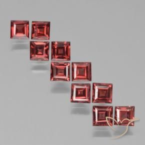 Gemas de Granate piropo Rojo medio natural de 3.91 ct, Cuadrado, VS