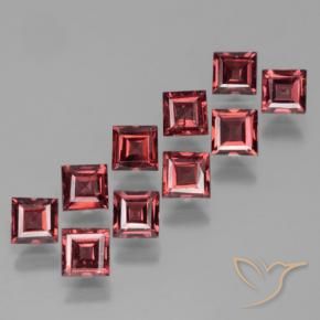 Gemas de Granate piropo Rojo medio natural de 4.14 ct, Cuadrado, VS