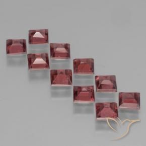 Gemas de Granate piropo Rojo medio natural de 4.14 ct, Cuadrado, VS