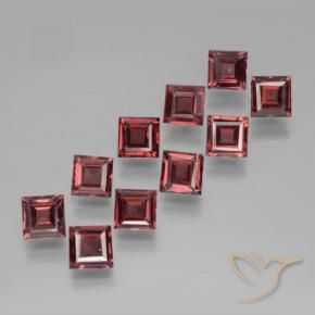 Gemas de Granate piropo Rojo medio natural de 3.71 ct, Cuadrado, VS