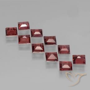 Gemas de Granate piropo Rojo medio natural de 3.71 ct, Cuadrado, VS