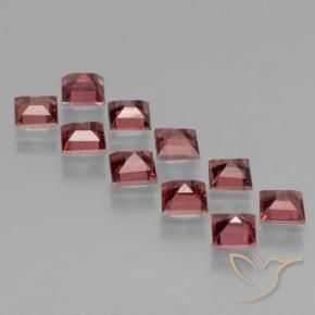 Gemas de Granate piropo Rojo medio natural de 3.82 ct, Cuadrado, VS