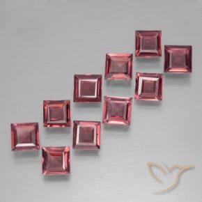 Gemas de Granate piropo Rojo rosado natural de 3.41 ct, Cuadrado, VS