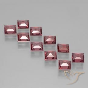 Gemas de Granate piropo Rojo rosado natural de 3.41 ct, Cuadrado, VS