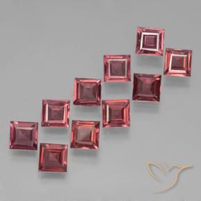 Gemas de Granate piropo Rojo rosado natural de 4.05 ct, Cuadrado, VS