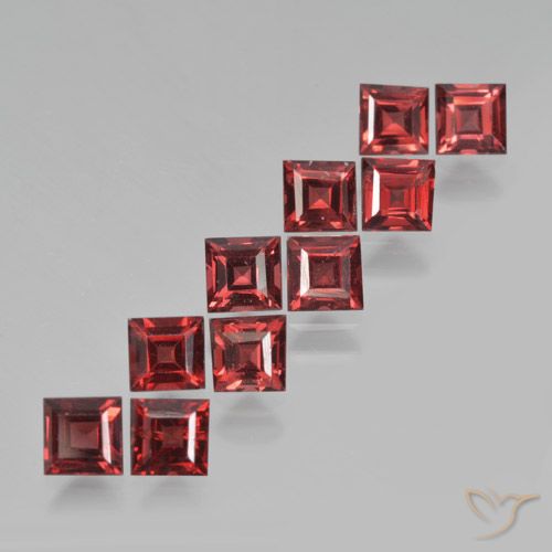 Gemas de granate piropo rojo natural de 3,97 ct, cuadrado, VS